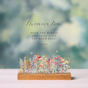 Modern, Wildflower Momosa Bar Baby Shower Acrylic Sign
