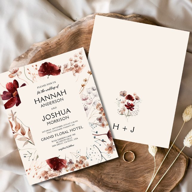 Modern Wildflower Monogram Wedding Invitation Flyer (Creator Uploaded)