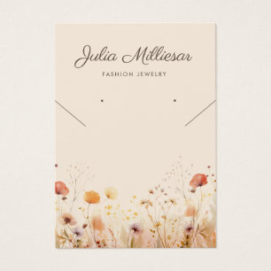 Modern wildflower Necklace Earring Display Card
