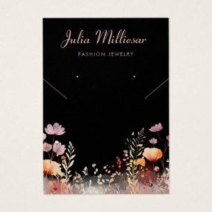 Modern wildflower necklace Earring Display Card 