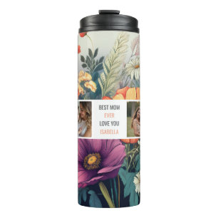 Modern Wildflower Photo Collage – Best Mum Gift Thermal Tumbler