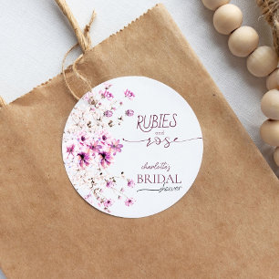 Modern Wildflower Ruby Rose Bridal Shower Sticker
