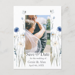 Modern Wildflower Save the Date Photo Postcard