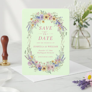 Modern Wildflower Save The Date Pistachio Spring Invitation