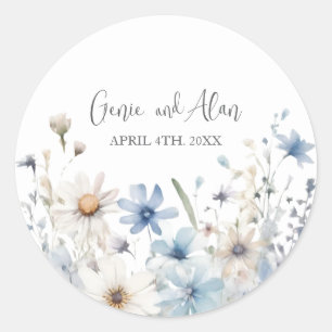 Modern Wildflower Script Classic Round Sticker