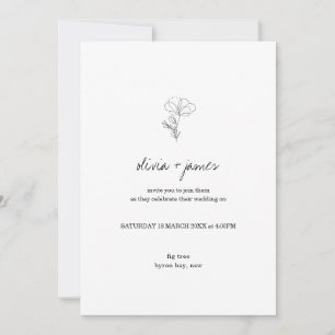 Modern wildflower script font wedding invitation