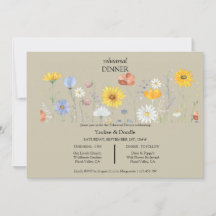 Modern wildflower spring wedding Dinner Invitation