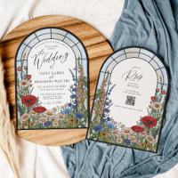 Modern Wildflower Stained Glass Arch Wedding