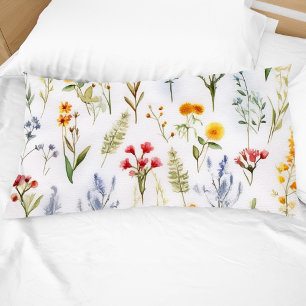 Modern Wildflower Watercolor Botanical Pillowcase