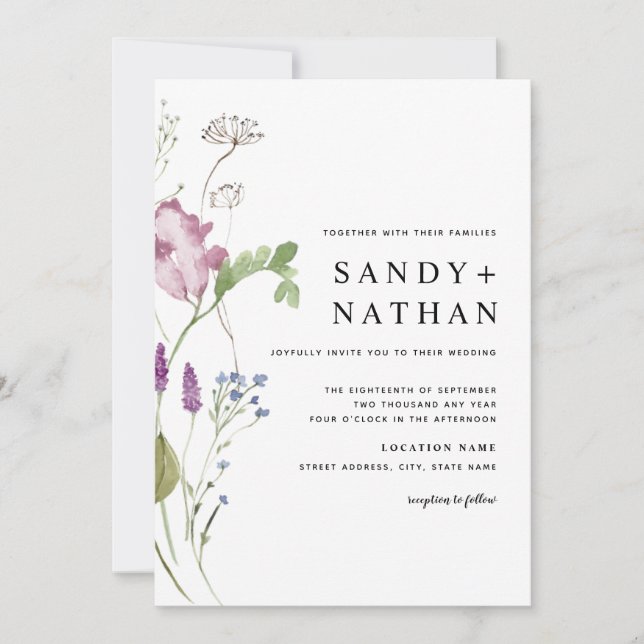 Modern Wildflower Wedding Invitation (Front)