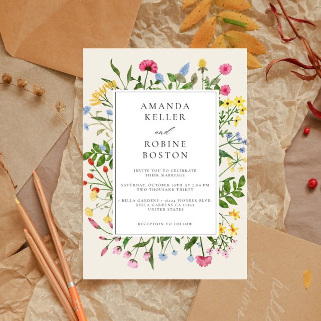 Modern Wildflower Wedding Invitation (Creator Uploaded)