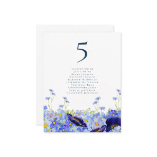 Modern Wildflower Wedding Table Number Chart