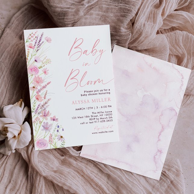 Modern Wildflowers Baby in Bloom Baby Shower Invitation (Creator Uploaded)
