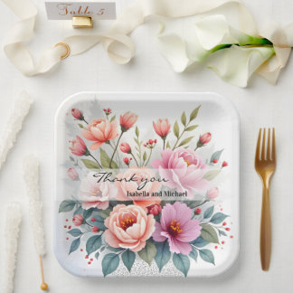 Modern Wildflowers Beautiful Luxury Collection Paper Plate