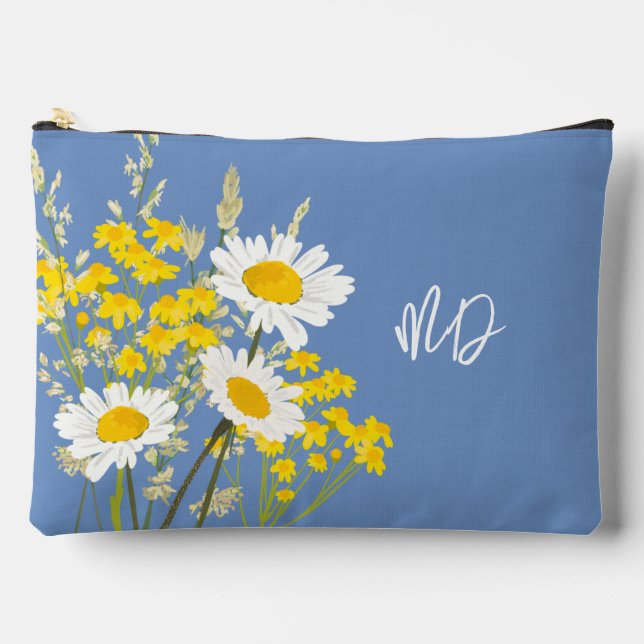 Modern Wildflowers Custom Monogram  Accessory Pouc Accessory Pouch (Front)