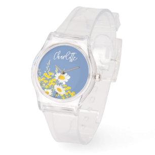 Modern Wildflowers Custom Monogram  Accessory Pouc Watch