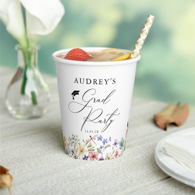 Modern Wildflowers Floral  Grad Party  Paper Cups (Insitu)