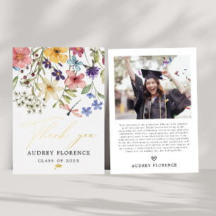 Modern Wildflowers Floral Photo Graduation Party