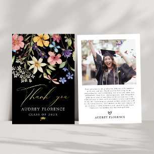Modern  Wildflowers Floral Photo Graduation Party