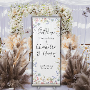 Modern Wildflowers Floral Wedding Welcome Sign