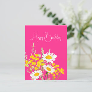 Modern Wildflowers Happy Birthday  Postcard