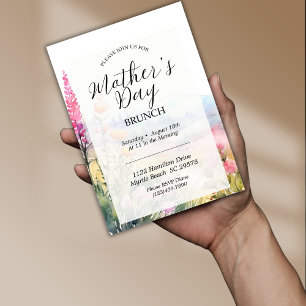 Modern Wildflowers Mother's Day Brunch Blush Pink  Holiday Card