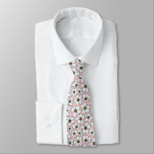 Modern Wildflowers On Pink Tie