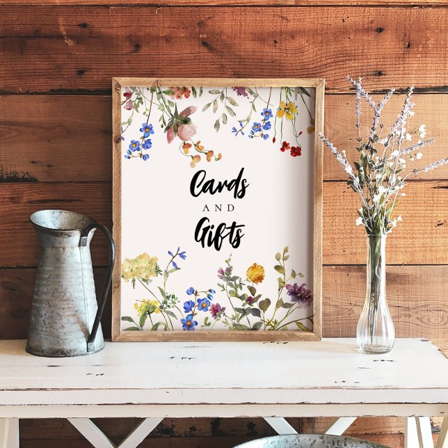 Modern Wildflowers Shower Cards & Gifts Sign (Creator Uploaded)