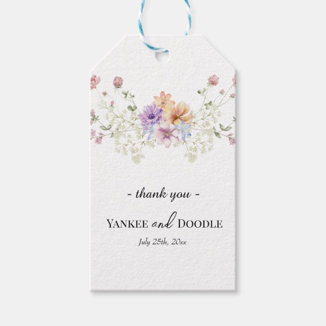 Modern wildflowers spring wedding gift tags (Front)