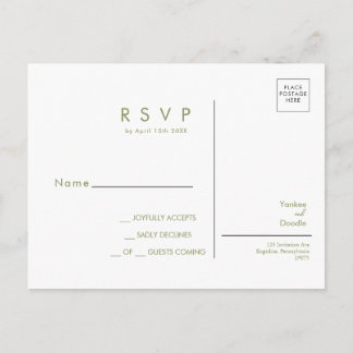 Modern wildflowers spring wedding RSVP Postcard