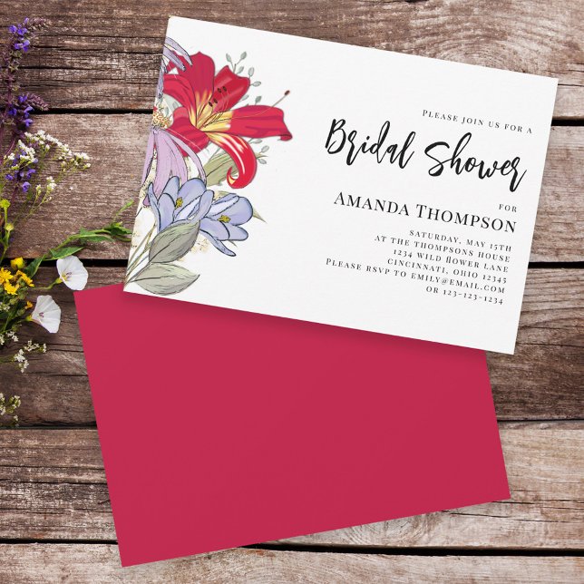 Modern Wildflowers Watercolor Bridal Shower Invitation (Creator Uploaded)