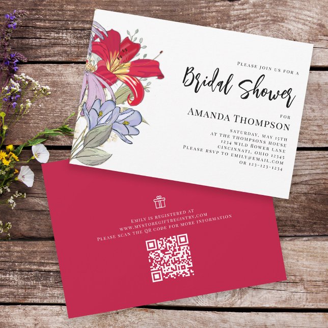 Modern Wildflowers Watercolor Bridal Showers Invitation (Creator Uploaded)
