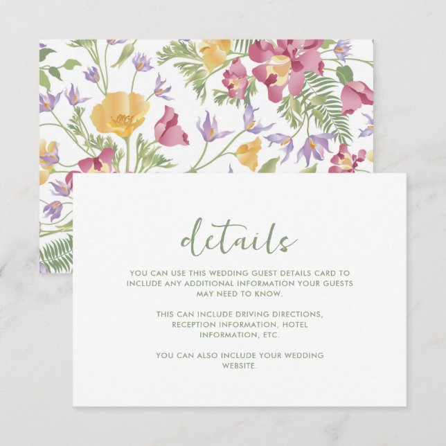 Modern Wildflowers Wedding Guest Detail (Front/Back)