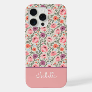 Modern Wildflowers with Name iPhone 15 Pro Max Case