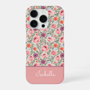 Modern Wildflowers with Name iPhone 16 Pro Case