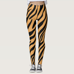 Modern Wildlife Bengal Tiger Animal Print Pattern Leggings