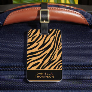 Modern Wildlife Bengal Tiger Print Pattern Travel Luggage Tag