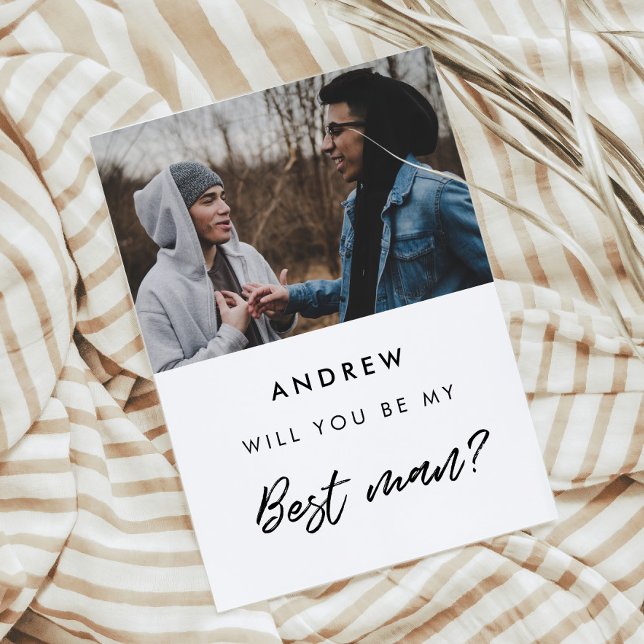 Modern Will you be my best man photo card (Creator Uploaded)