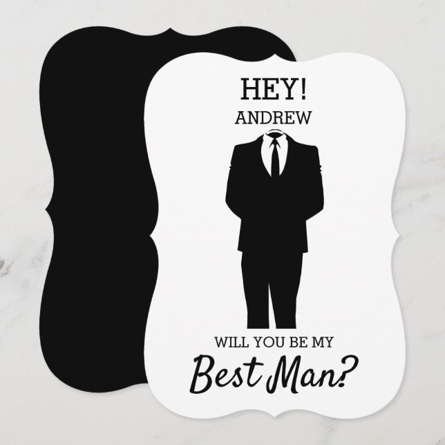 Modern Will You Be My Best Man? Wedding Invitation (Front/Back)