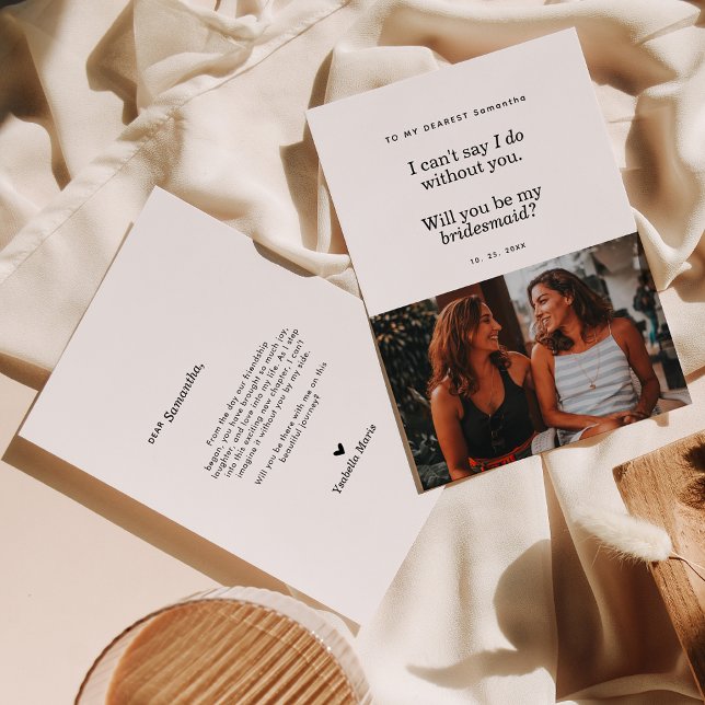 Modern Will You Be My Bridesmaid Photo Card (Creator Uploaded)