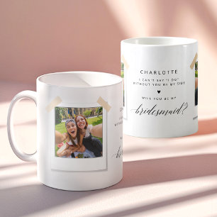 Modern Will You Be My Bridesmaid? Photo Collage Coffee Mug