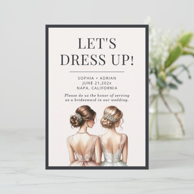 Modern Will You Be My Bridesmaid Proposal Card (Standing Front)