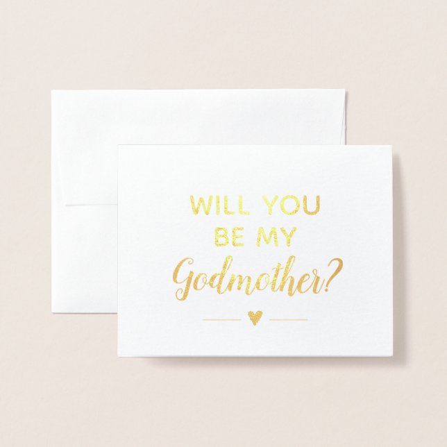 Modern Will You Be My Godmother Proposal Foil Card (Front With Envelope)
