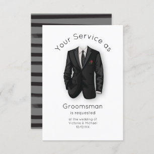 Modern will you be my Groomsman Suit & Tie Invitation