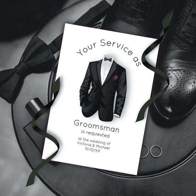 Modern will you be my Groomsman Tuxedo Invitation (Creator Uploaded)