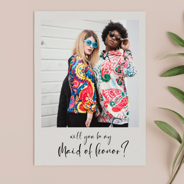 Modern Will you be my maid of honour photo card (Creator Uploaded)