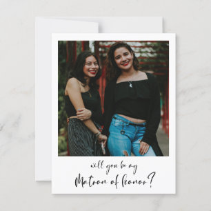 Modern Will you be my matron of honour photo card