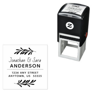 Modern Willow Leaves Return Address Self-inking Stamp