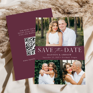 Modern Wine 3 Photo QR Code Save The Date
