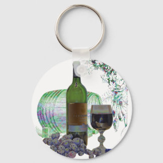 Modern Wine and Grapes Art Key Ring